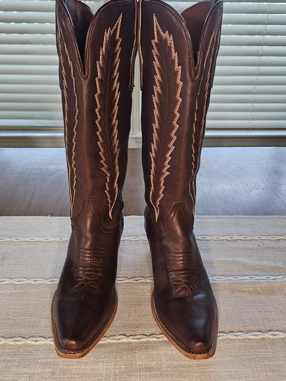 Dan Post Women's Brown Leather Western Embroidered Knee High Boots